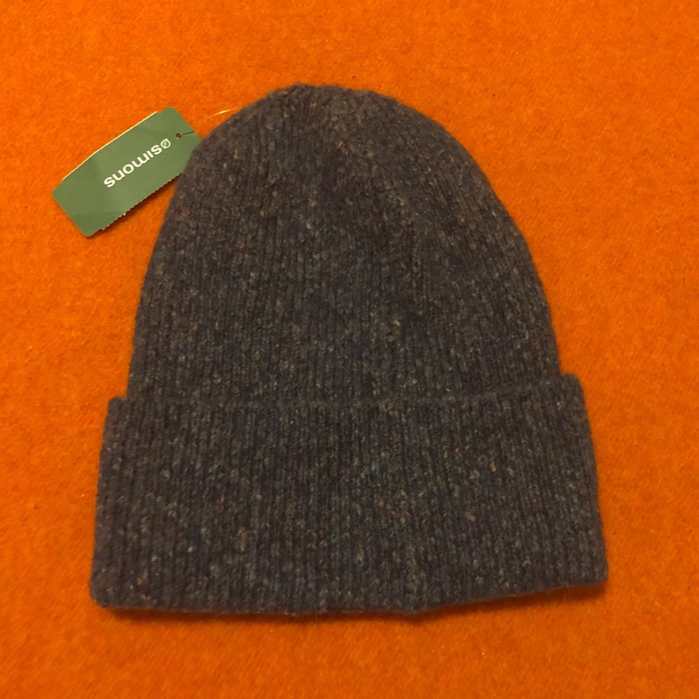 Blue flecked wool blend tuque made in Italy NWT - Picture 2 of 5